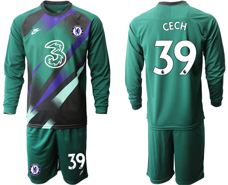 Men 2021 Chelsea Dark green long sleeve goalkeeper #39 soccer jerseys